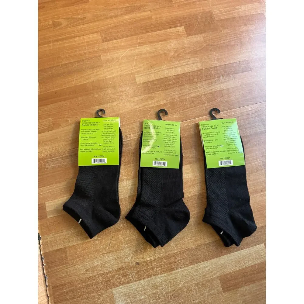 Bamboo sock bundle, unisex, black, adult, NWT